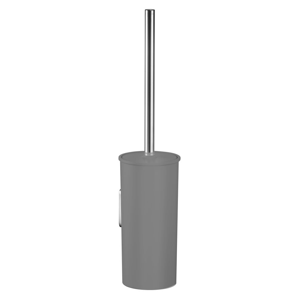 Garniture de brosse WC Keuco Collection Moll en plastique avec couvercle et insert, avec kit de fixation, chromée/anthracite