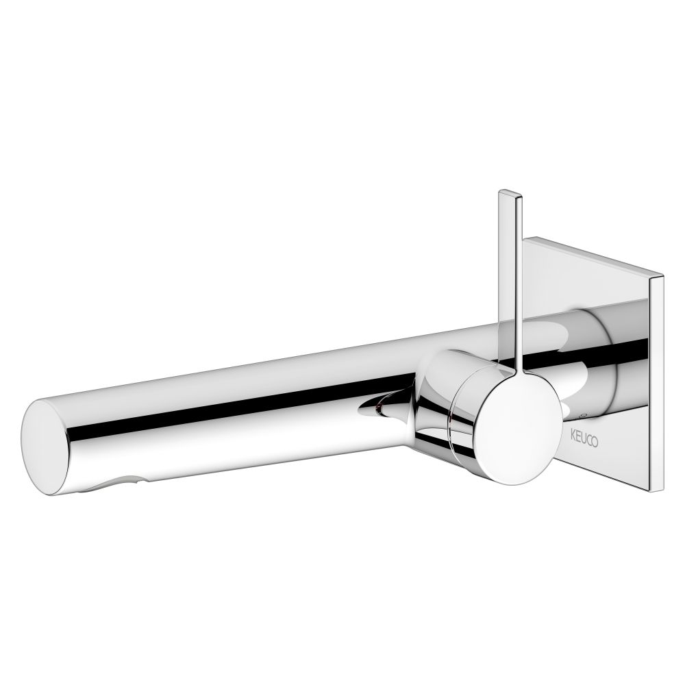 Mitigeur monocommande Keuco Ixmo Pure pour lavabo encastré, montage mural, rosace carrée, portée 197 mm, chromé, référence 59516011102