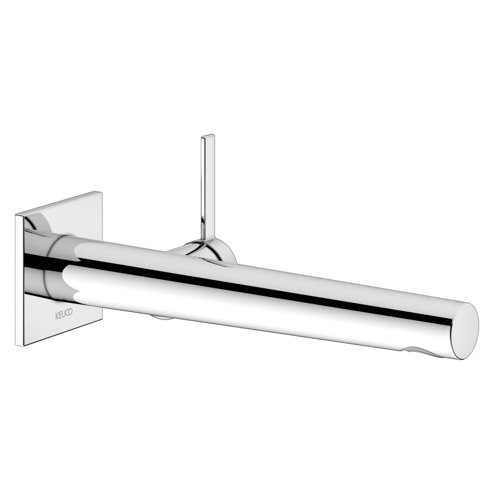 Keuco Ixmo Pure Mitigeur monocommande pour lavabo encastré 1 trou, montage mural, rosace carrée, portée 243 mm, chromé, 59516012102