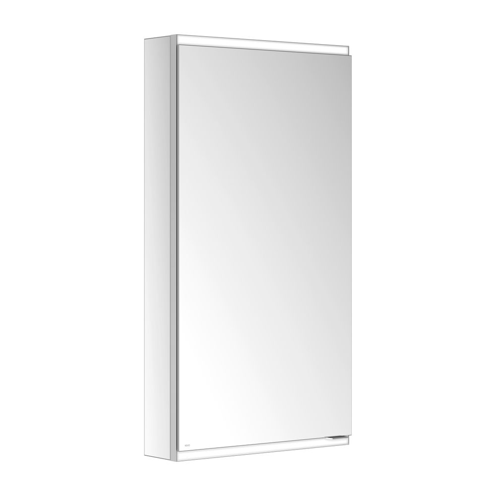 Meuble miroir Royal Modular 2.0 Keuco 1 porte à gauche, éclairé, pose en applique murale, 500x900x120 mm, argent anodisé