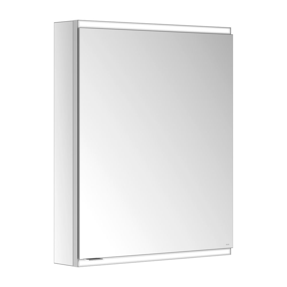 Meuble miroir Royal Modular 2.0 Keuco 1 porte à droite, éclairé, montage mural en saillie, 600x700x120 mm, aluminium brossé argenté