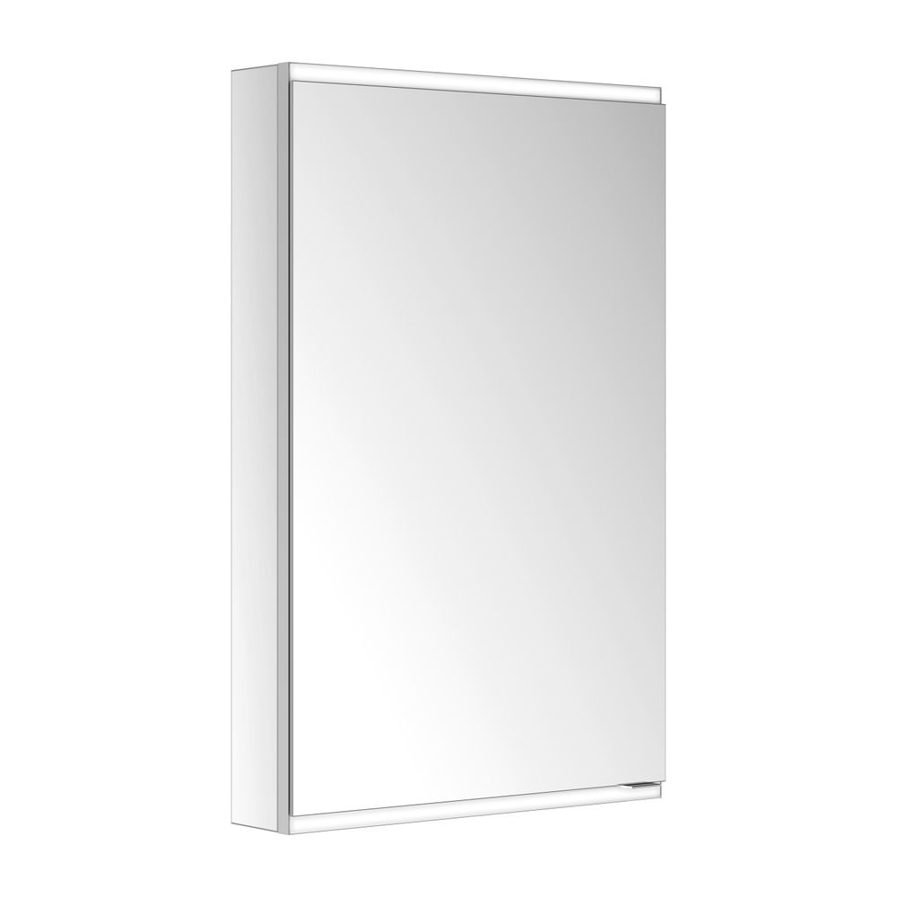 Meuble miroir Royal Modular 2.0 Keuco 1 porte à gauche, éclairé, pose en applique murale, 1 prise, 600x900x120 mm, argent anodisé