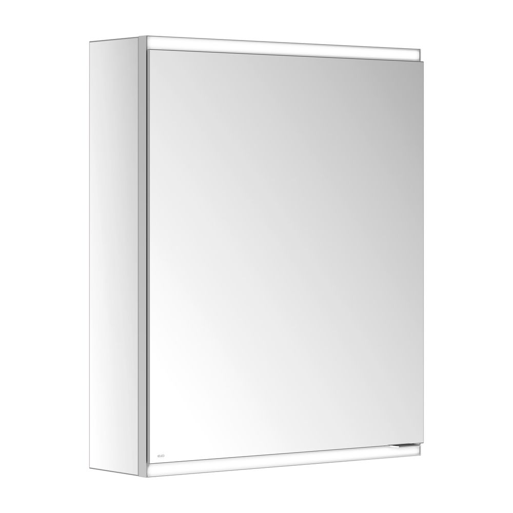 Keuco Royal Modular 2.0 Armoire miroir 1 porte à gauche, éclairée, montage mural, 1 prise, 600x700x160mm, argent anodisé