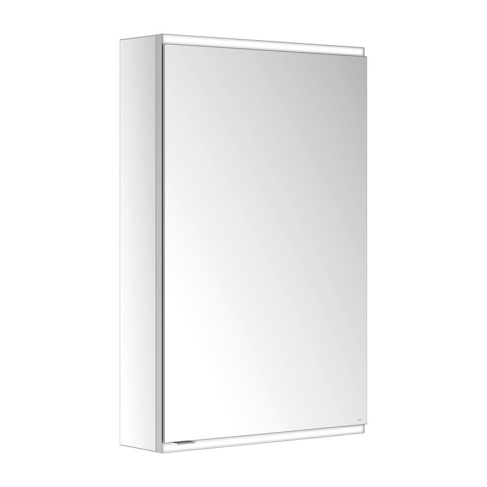 Keuco Royal Modular 2.0 Armoire miroir 1 porte à droite, éclairée, montage mural en saillie, 1 prise, 600x900x160 mm, aluminium brossé argenté