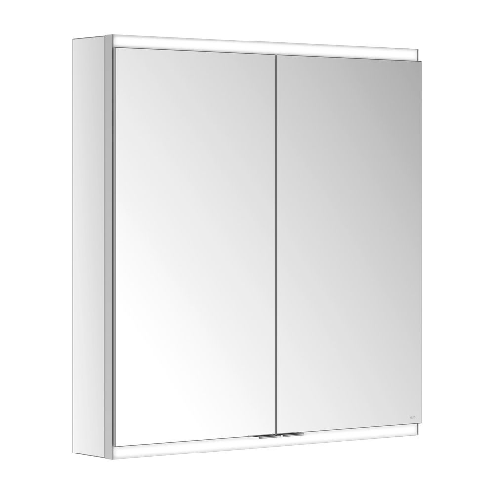 Meuble miroir Royal Modular 2.0 Keuco 2 portes, éclairé, montage mural, 700x700x120 mm, argent anodisé