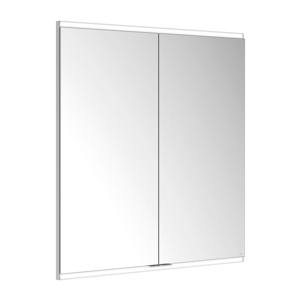 Keuco Royal Modular 2.0 Miroir Armoire Murale 2 Portes Éclairée, Intégration Encastrée, 2 Prises, 900x900x160mm, Argent Éloxé