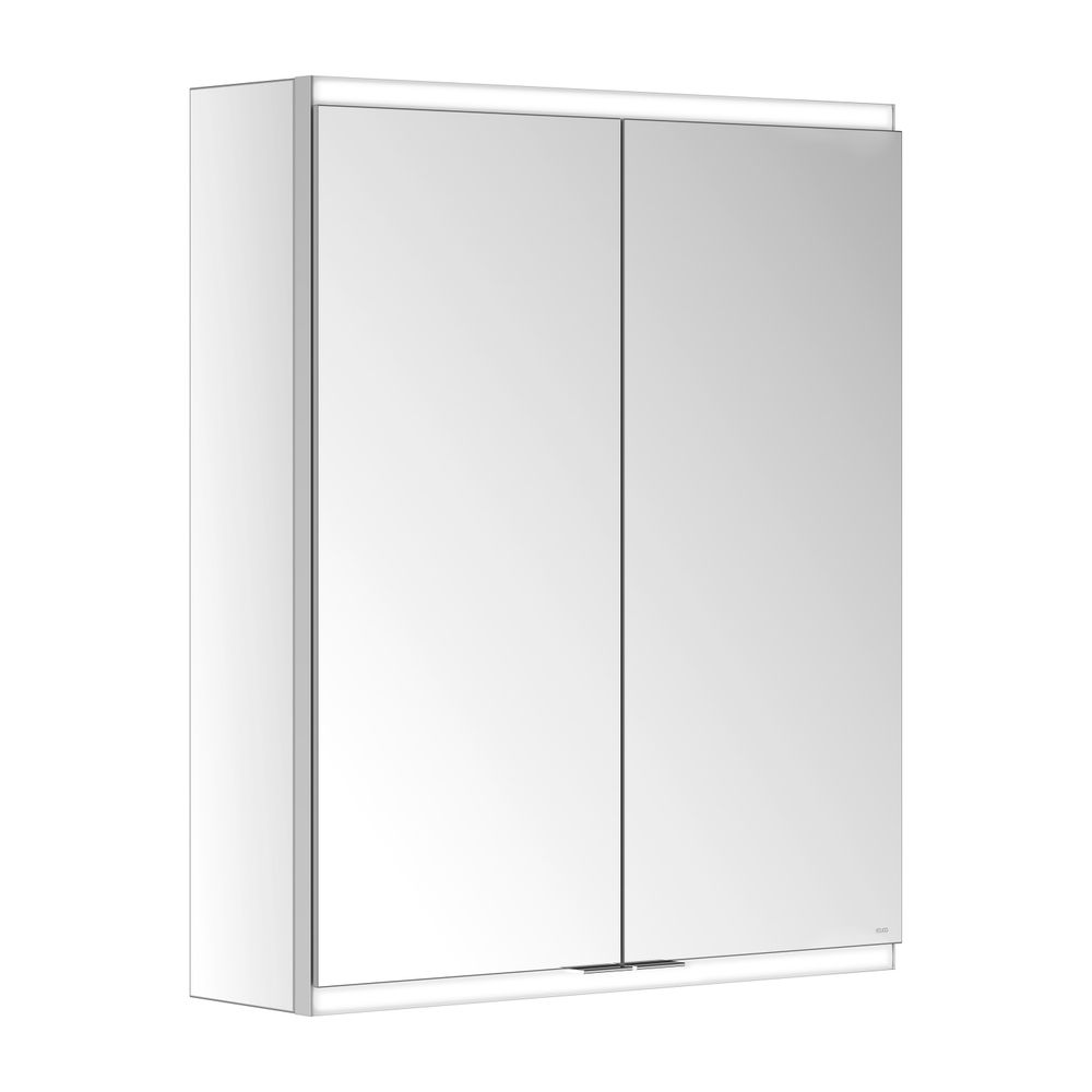 Meuble miroir Royal Modular 2.0 Keuco 2 portes, éclairé, montage mural, 2 prises, 600x700x160 mm, argent anodisé