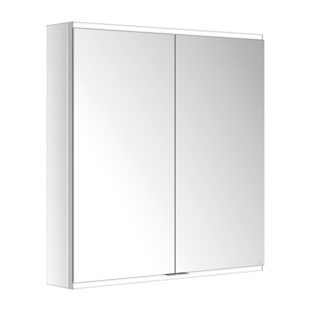 Keuco Royal Modular 2.0 Armoire miroir 2 portes, éclairée, pose en saillie, 2 prises, 900x900x160 mm, aluminium brossé argenté