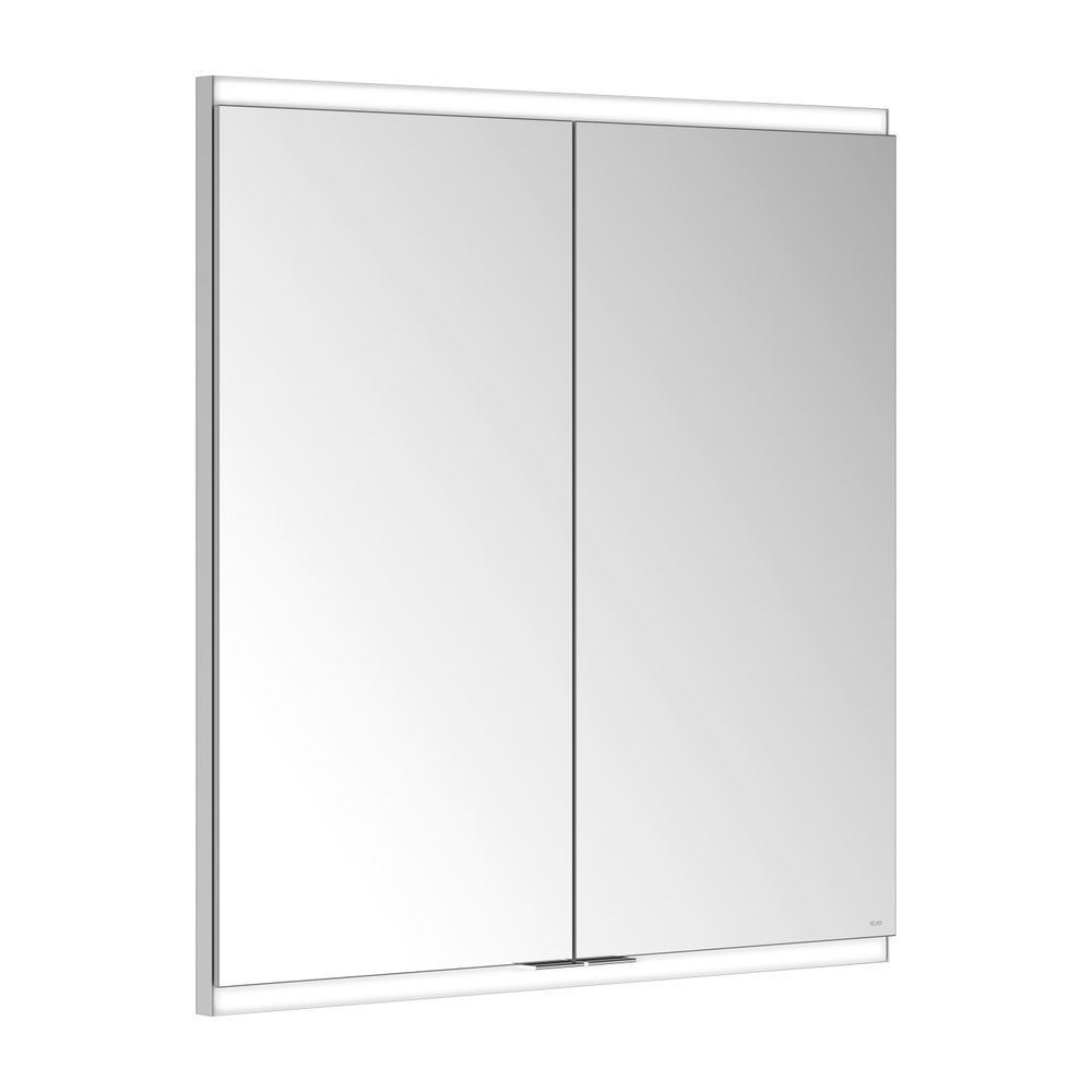 Armoire miroir Keuco Royal Modular 2.0 2 portes, éclairée, encastrable, 1 prise et 1 USB, 700x700x120 mm, argent anodisé