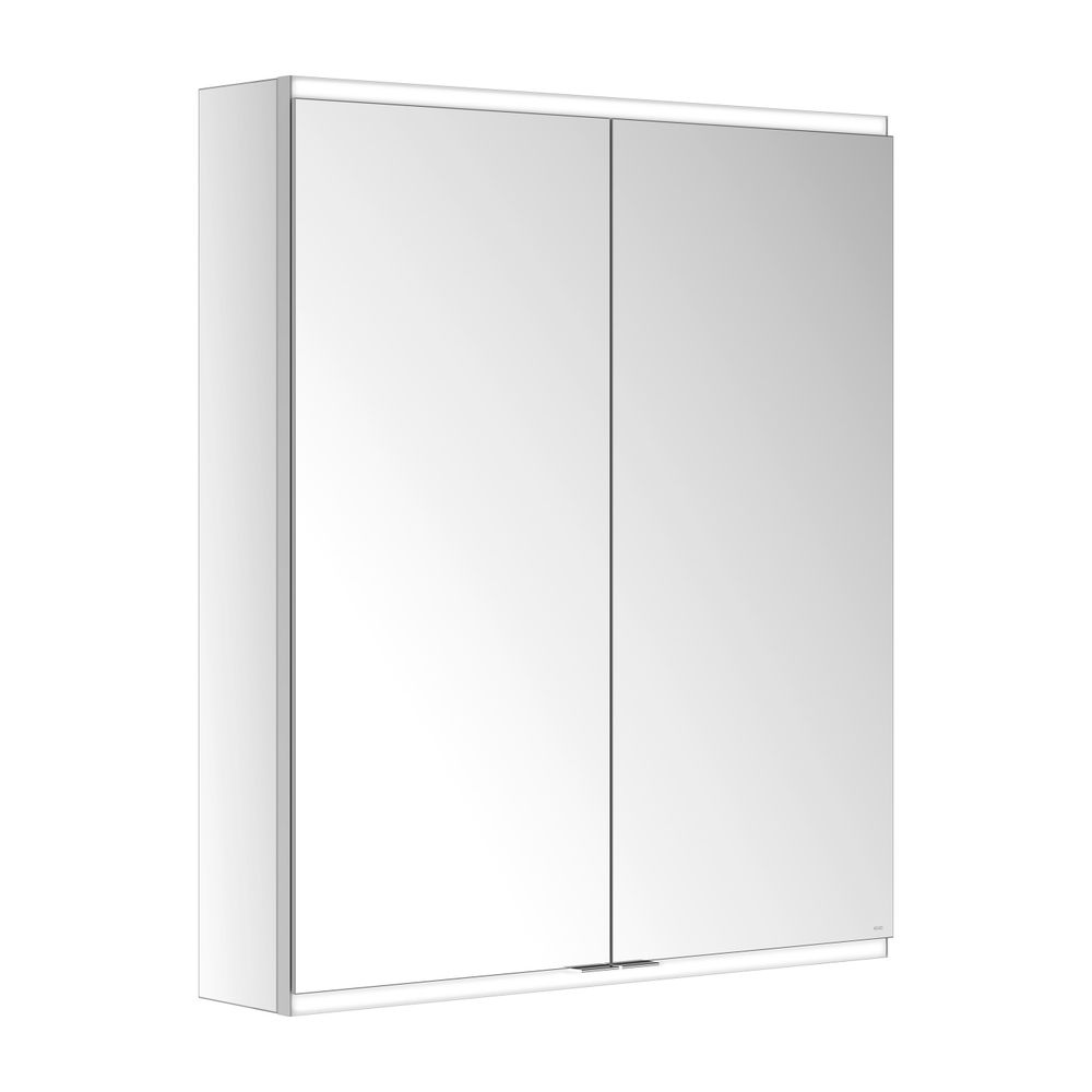 Keuco Royal Modular 2.0 Armoire miroir 2 portes, éclairée, montage mural, 1 prise et 1 USB, 800x900x160mm, argent anodisé