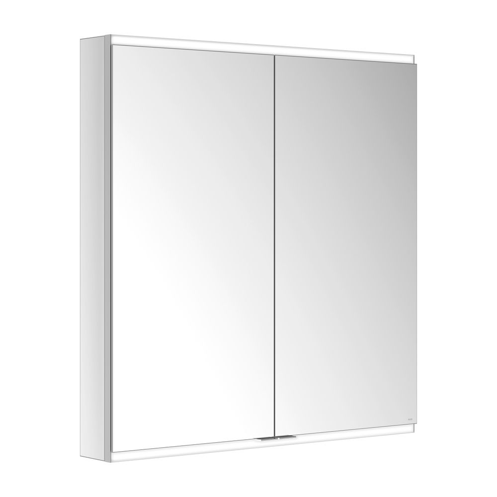 Keuco Royal Modular 2.0 Armoire miroir 2 portes, éclairée, montage mural, 1 prise et 1 USB, 900x900x120 mm, argent anodisé