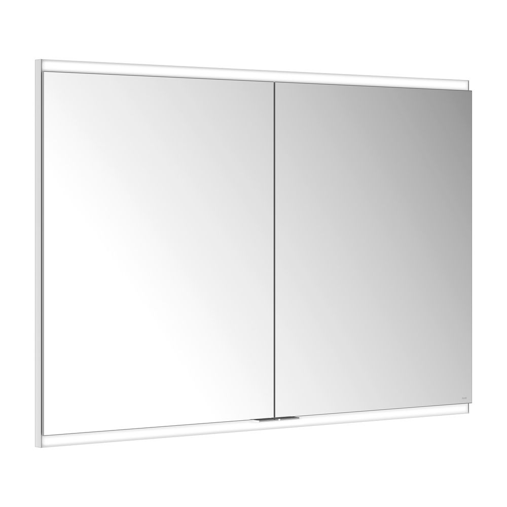 Meuble miroir Royal Modular 2.0 Keuco 2 portes, éclairé, pose encastrée, 1 prise et 1 USB, 1100x700x160 mm, argent anodisé