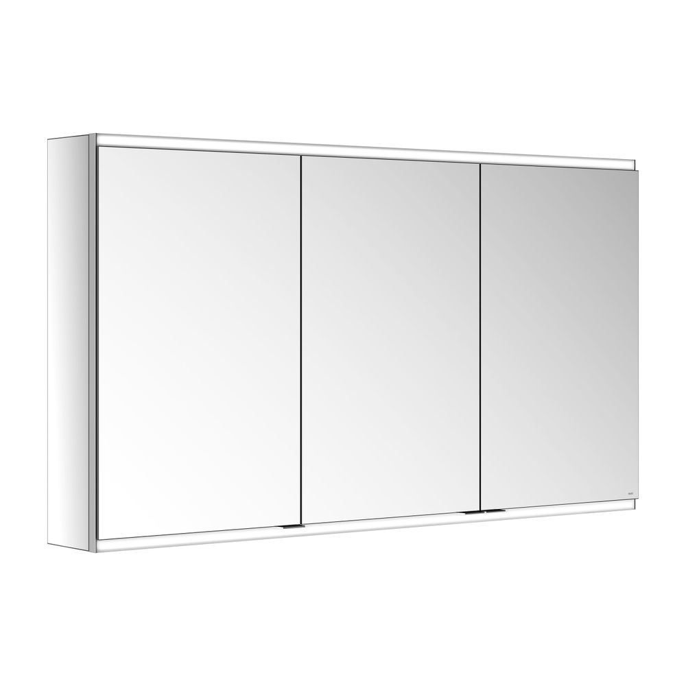 Keuco Royal Modular 2.0 Armoire miroir 3 portes, éclairée, pose en saillie, 1 prise et 1 USB, 1300x700x160 mm, argent anodisé