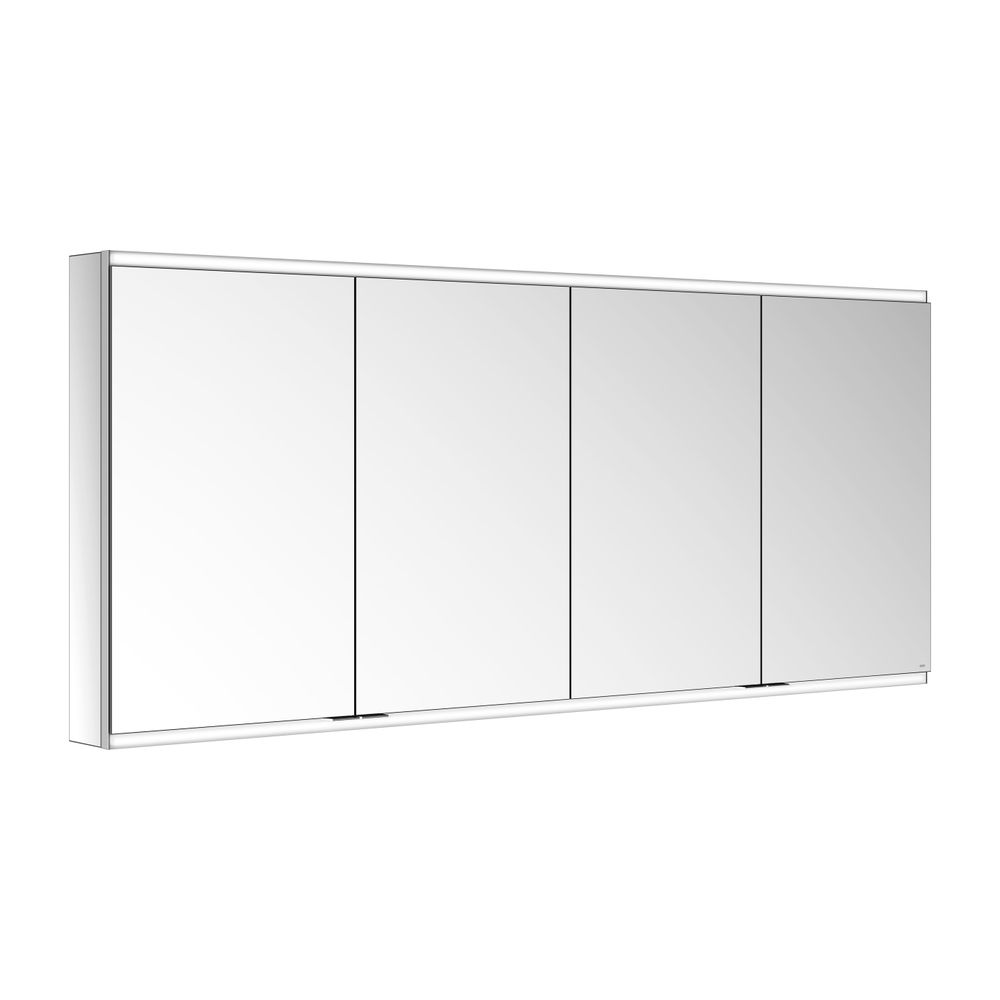 Keuco Royal Modular 2.0 Armoire miroir 4 portes, éclairée, montage mural, 2 prises/2x USB, 1700x700x120mm, argent anodisé