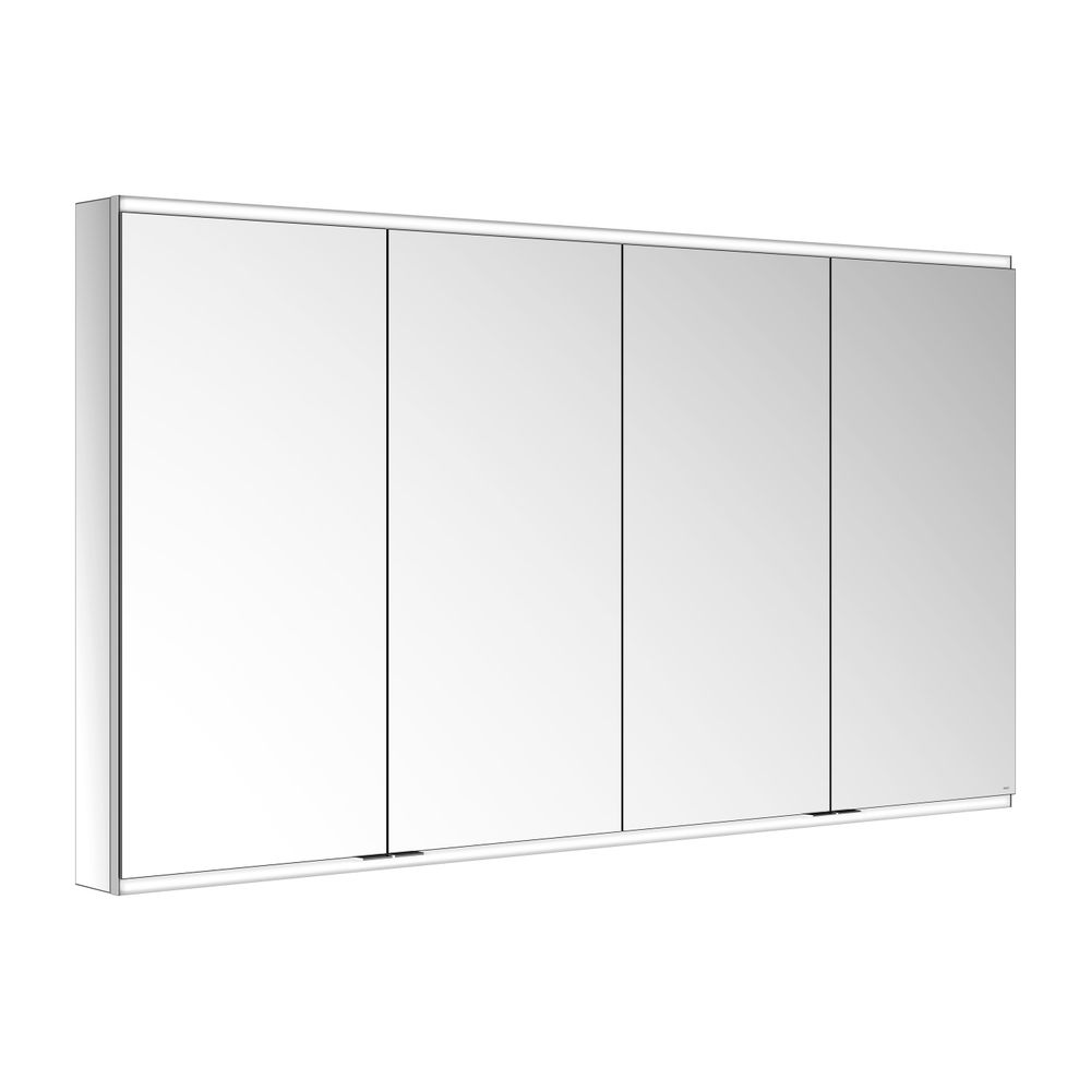 Miroir armoire Royal Modular 2.0 de Keuco 4 portes, éclairé, pose murale, 2 prises/2x USB, 1700x900x120mm, argent anodisé
