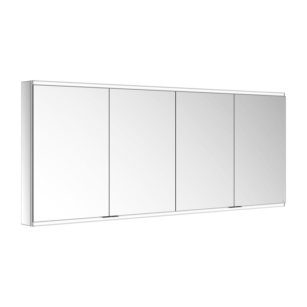 Miroir armoire Keuco Royal Modular 2.0, 4 portes, éclairage intégré, pose murale, 4 prises, 1800x700x120mm, argent anodisé