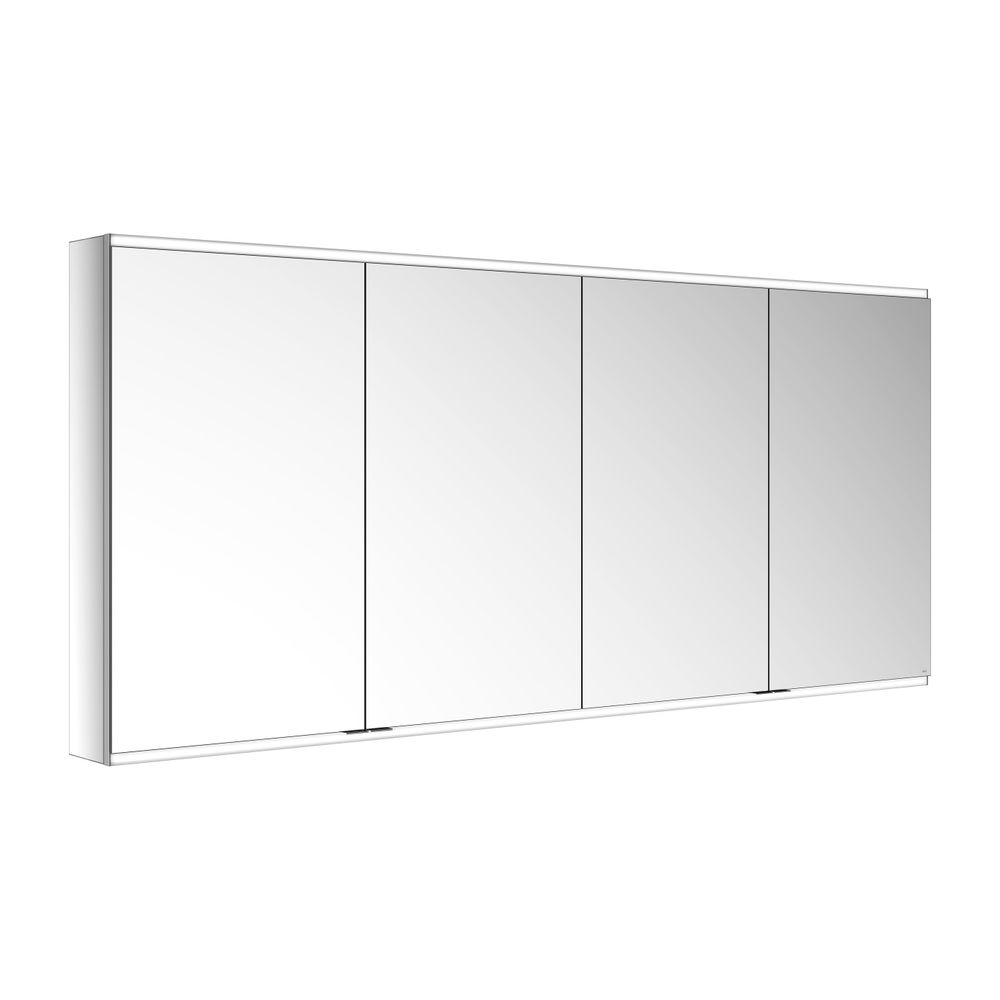 Keuco Royal Modular 2.0 Armoire miroir 4 portes, éclairée, montage mural, 4 prises, 2100x900x160mm, argent anodisé