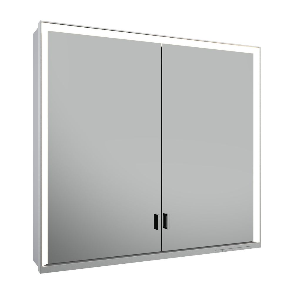 Keuco Royal Lumos Armoire miroir à poser 2 portes, portes longues, avec 2 prises, 800x735x165 mm, argent anodisé