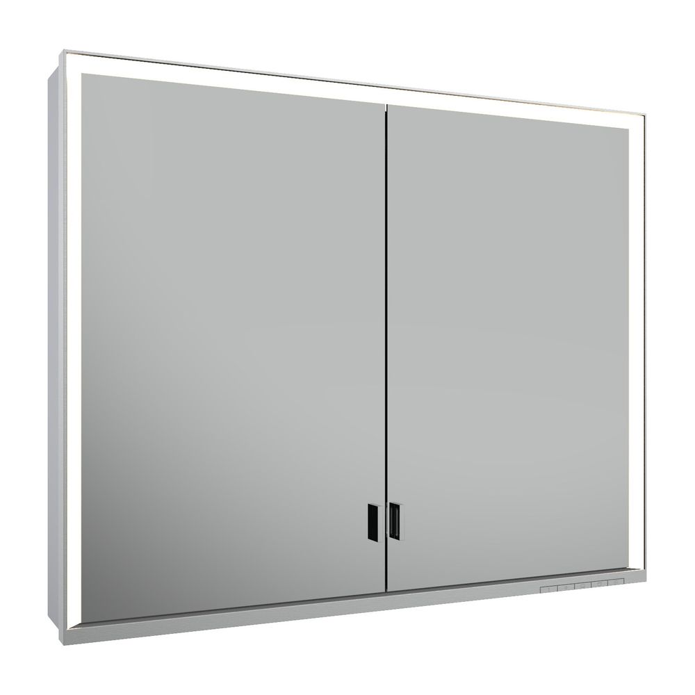 Keuco Royal Lumos Armoire miroir à poser 2 portes, portes longues, avec 2 prises, 900x735x165mm, argent anodisé