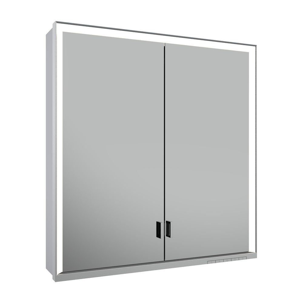 Keuco Royal Lumos Armoire miroir à poser 2 portes, portes longues, avec 2 prises, 700x735x165 mm, argent anodisé
