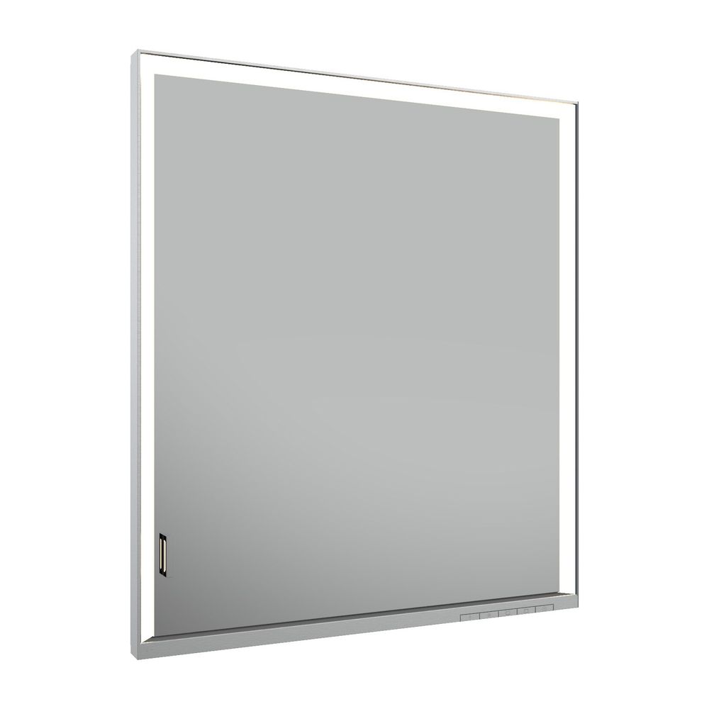 Keuco Royal Lumos Armoire miroir encastrable, 1 porte, portes longues, raccord. à droite, avec 1 prise, 650x735x165mm, argent anodisé