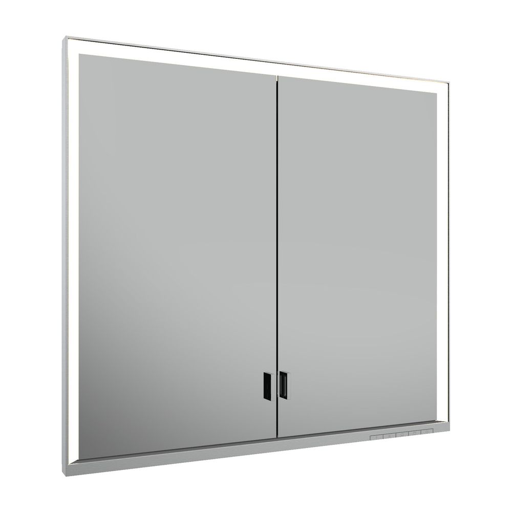 Meuble miroir Royal Lumos Keuco encastrable mural, 2 portes longues, avec 2 prises, 800x735x165 mm, argent anodisé