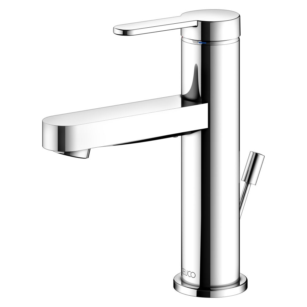 Mitigeur monocommande IXMO Flat pour lavabo 100 avec évacuation à tige de traction, rosace ronde, chromé, référence 59502013000