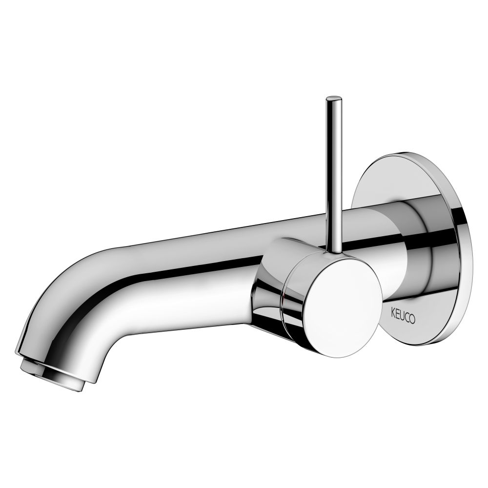 Mitigeur monocommande de lavabo Keuco Ixmo Soft encastré 1 trou, montage mural, rosace ronde, sortie 165 mm, chromé