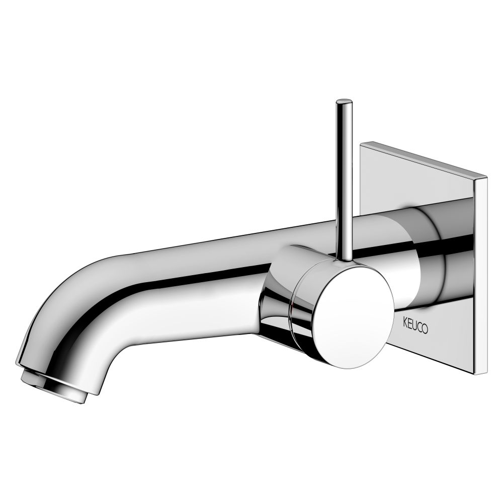 Mélangeur mitigeur Keuco Ixmo Soft pour lavabo à levier unique encastré, montage mural, rosace carrée, portée 165 mm, chromé