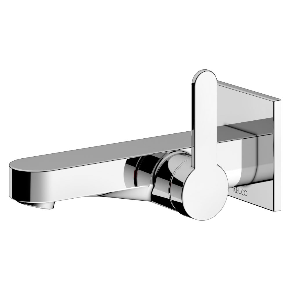 Keuco Ixmo Flat Mitigeur monocommande encastré pour lavabo 1 trou, montage mural, rosace carrée, portée 165 mm, chromé