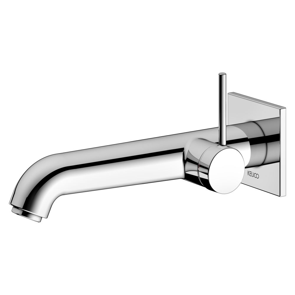 Mélangeur monocommande Keuco Ixmo Soft pour lavabo encastré 1 trou, montage mural, rosace carrée, portée 225 mm, chromé