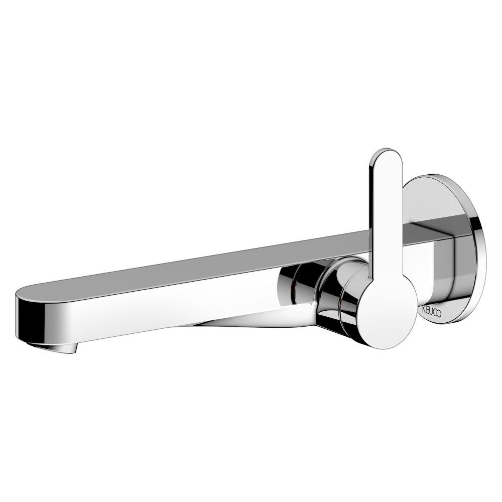 Mélangeur monocommande encastré Keuco Ixmo Flat pour lavabo 1 trou, montage mural, rosace ronde, portée 225 mm, chromé