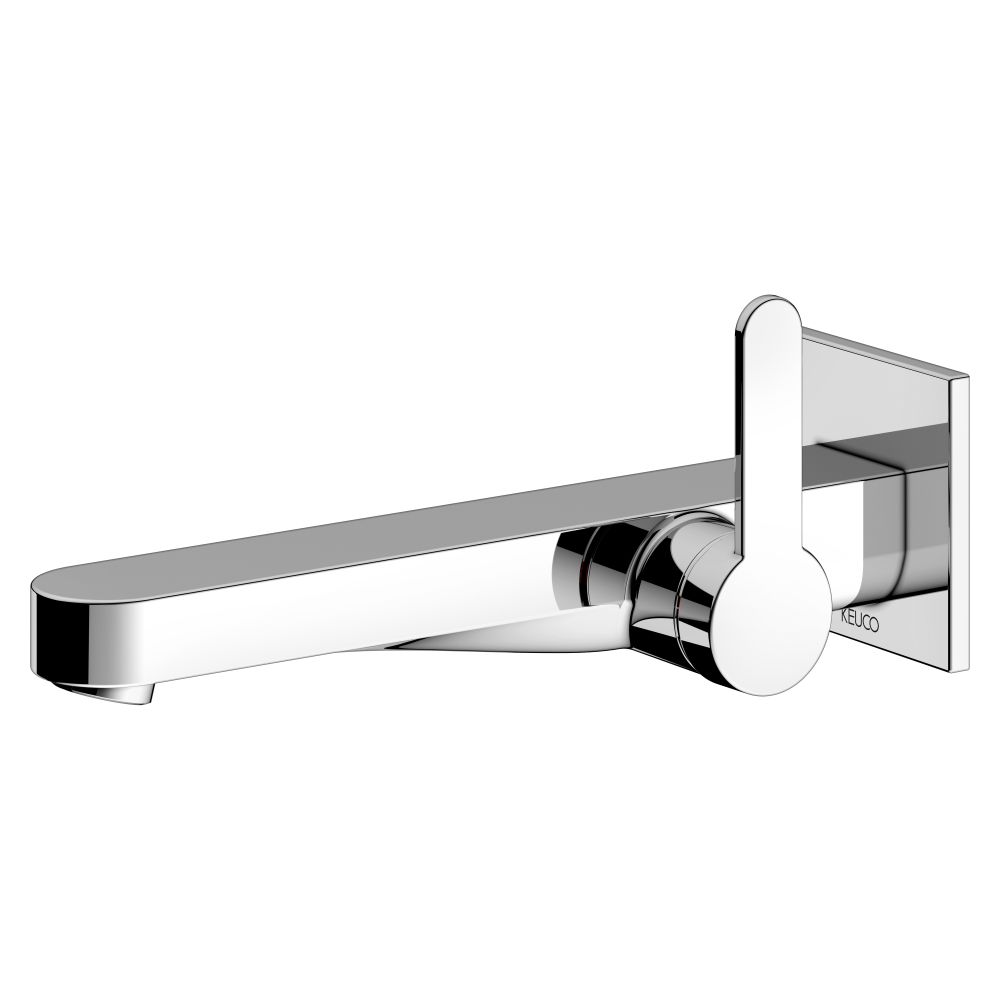 Mitigeur monocommande pour lavabo Ixmo Flat de Keuco, encastré, montage mural, rosace carrée, portée 225 mm, chromé