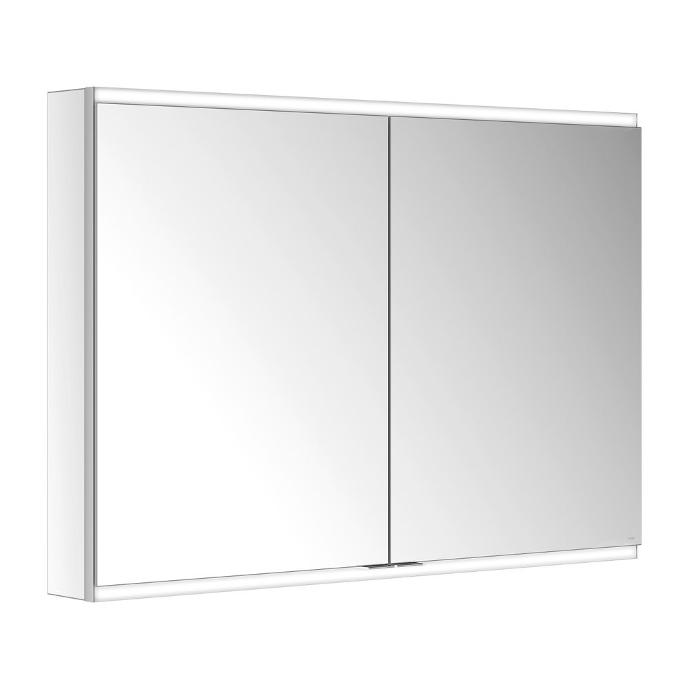 Meuble miroir Royal Modular 2.0 de Keuco, 2 portes, éclairé, montage mural, 1 prise et 1 USB, 1050x700x120 mm, argenté anodisé