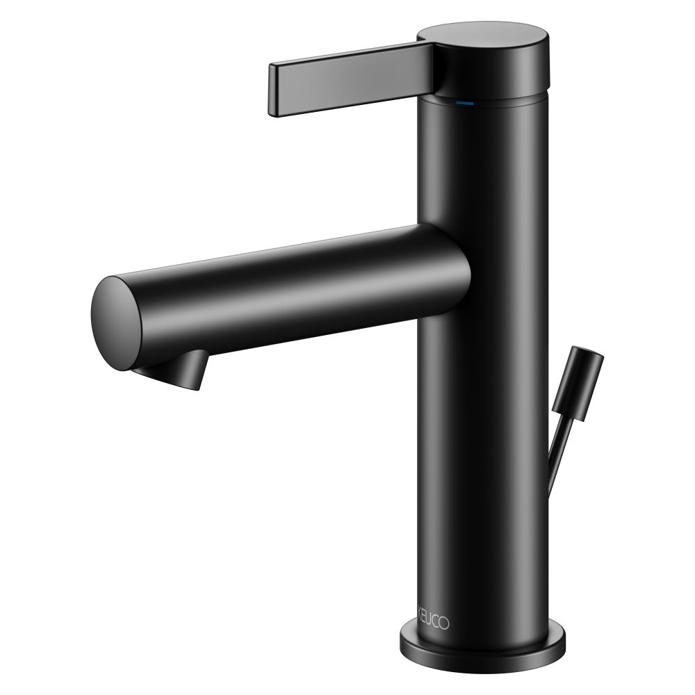 Mitigeur monocommande pour lavabo Keuco Ixmo Pure 100 avec vidage à tige, rosace ronde, noir mat, 59502371000