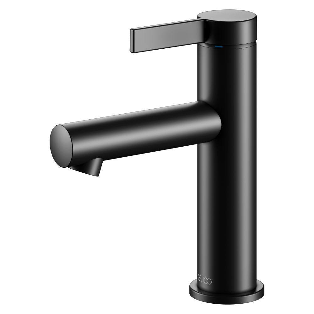 Robinet mitigeur monocommande Keuco Ixmo Pure 100 sans garniture d'évacuation à tige de traction, rosace ronde, noir mat, 59502371100