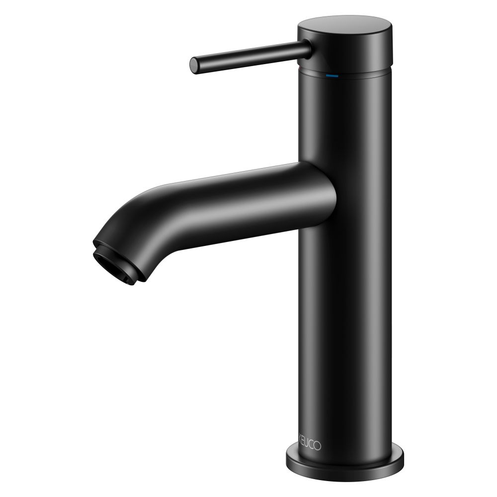 Mitigeur monocommande pour lavabo Keuco Ixmo Soft 100, portée 114 mm, sans garniture d'évacuation à tige de traction, rosace ronde, Noir mat