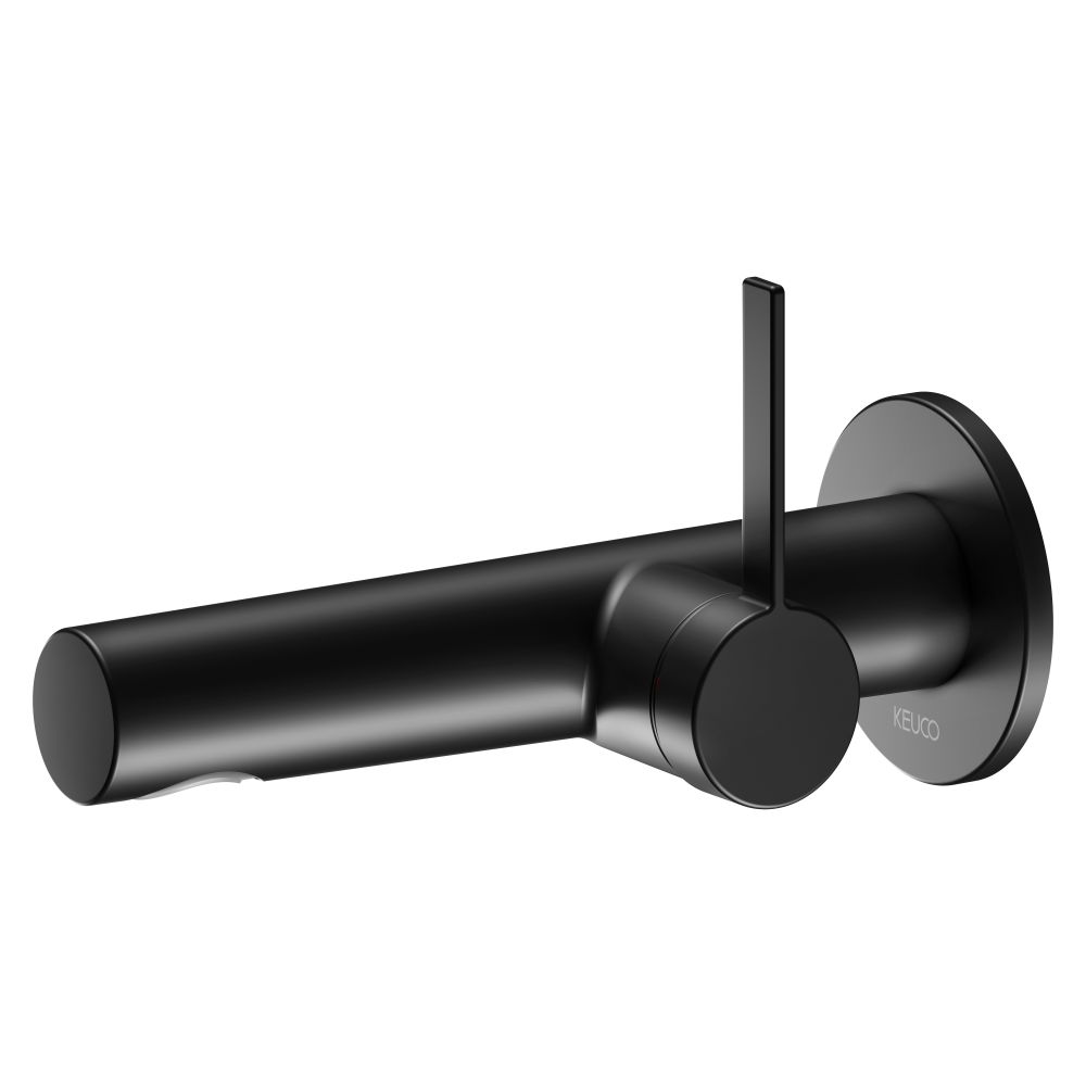Keuco Ixmo Pure Mitigeur monocommande pour lavabo encastré 1 trou, montage mural, rosace ronde, portée 165 mm, noir mat, 59512011100