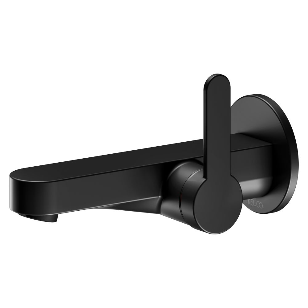 Keuco Ixmo Flat Mitigeur de lavabo à levier unique encastré 1 trou, montage mural, rosace ronde, portée 165 mm, noir mat