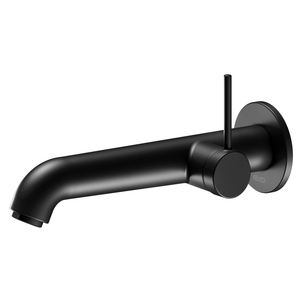 Mitigeur monocommande de lavabo Keuco Ixmo Soft encastré 1 trou, montage mural, rosace ronde, sortie 225 mm, noir mat