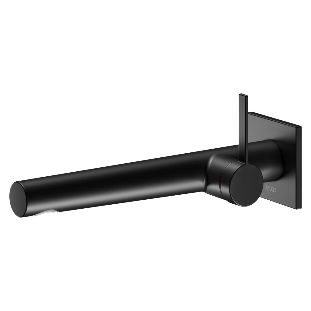 Keuco Ixmo Pure mitigeur monocommande encastré 1 trou, montage mural, rosace angulaire, portée 243 mm, Noir mat