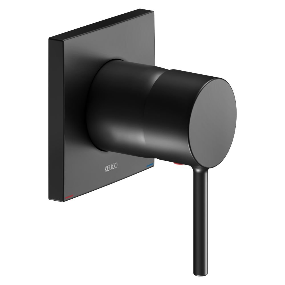 Keuco Ixmo Soft Mitigeur encastré à levier unique, rosace carrée, noir mat, 59551370202