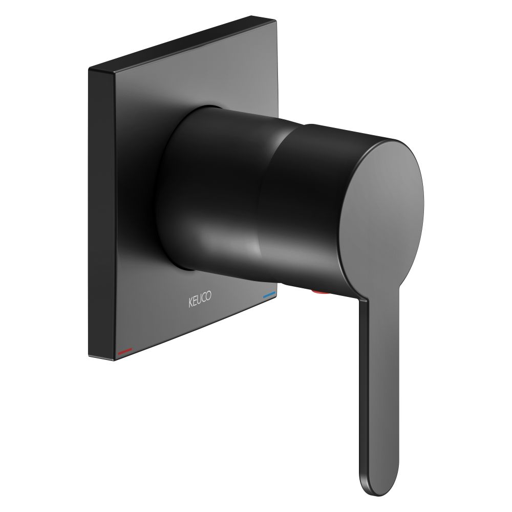 Mitigeur encastré Keuco Ixmo Flat à levier unique, rosace carrée, 23 l/min, noir mat, 59551370302