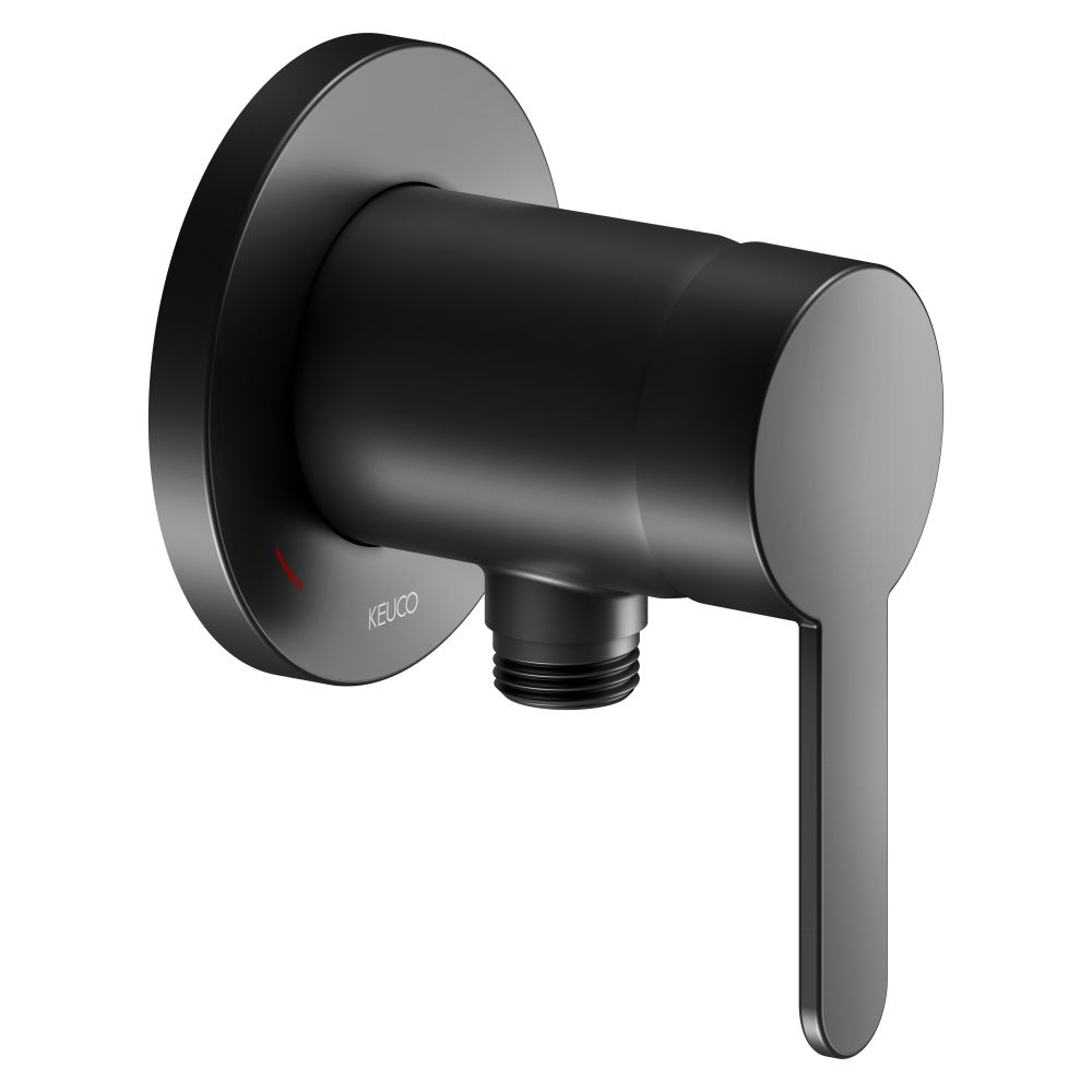 Mitigeur de douche monocommande encastré IXMO Flat avec raccord flexible, rosace ronde, noir mat, 59552370301