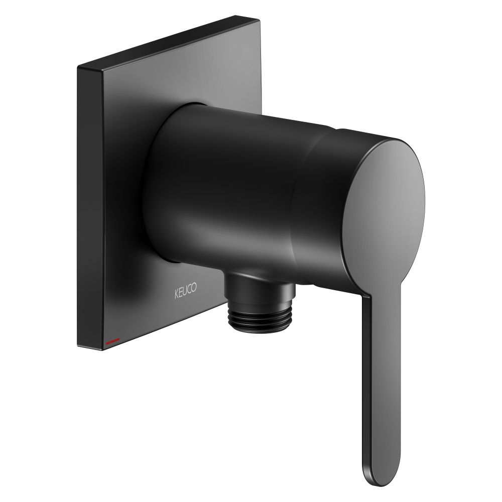 Keuco Ixmo Flat Mitigeur de douche monocommande encastré avec raccord flexible, rosace carrée, noir mat, 59552370302