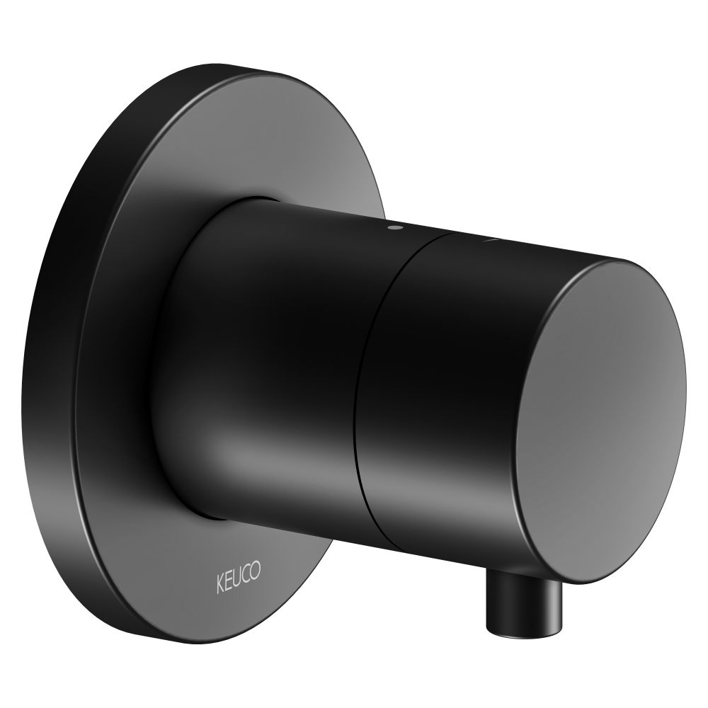 Vanne d'arrêt encastrée Ixmo de Keuco, ronde, G 1/2", débit 25 l/min, anti-brûlure, noir mat, réf. 59541371001