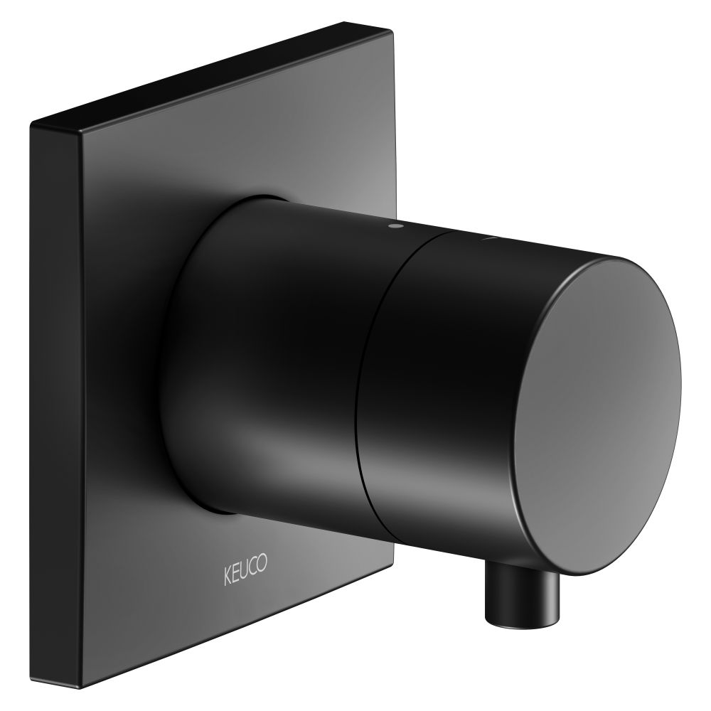 Keuco Ixmo Vanne d'arrêt encastrée pour 1 consommateur Ixmo Comfort, rosace carrée, G 1/2", débit 25 l/min, noir mat