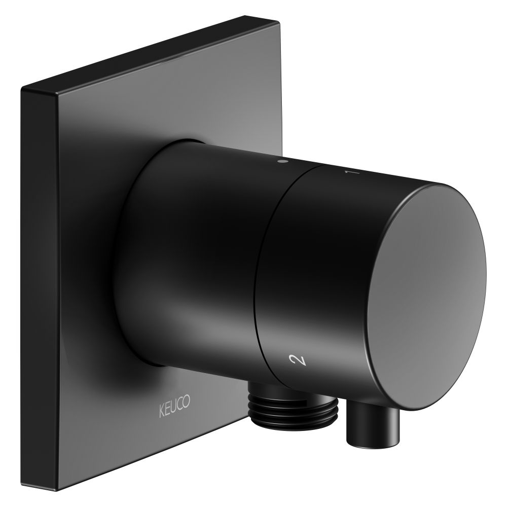 Keuco Ixmo Vanne de commutation 3 voies encastrée, rosace carrée, G 1/2", 23 l/min, noir mat, 59548371102