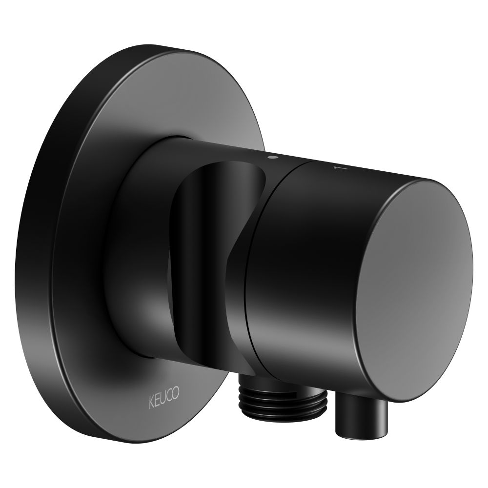 Keuco Vanne de dérivation UP 2 voies Ixmo ronde, G 1/2", 24 l/min, avec raccord flexible et support de pommeau, noir mat, 59556371201