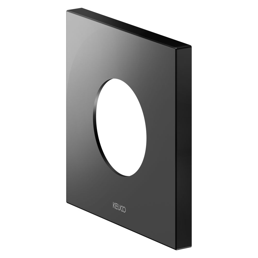 Rosace murale carrée Keuco Ixmo 105x105mm, surdimensionnée, pour vanne de réglage et vanne thermostatique de douchette de série IXMO, Noir mat